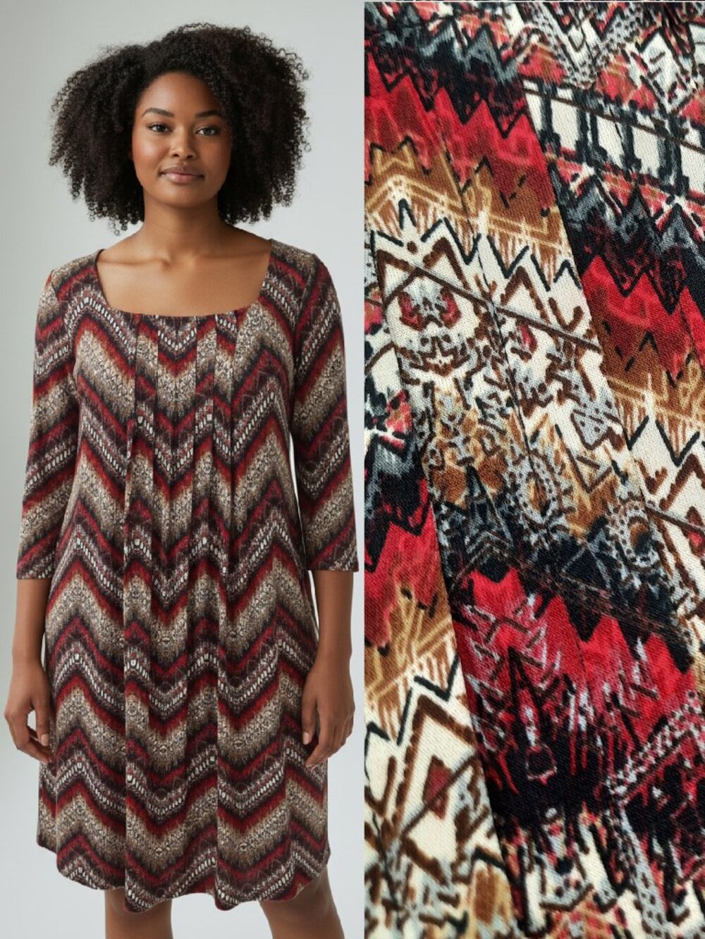 Pleated front A-line dress - Glamour brand